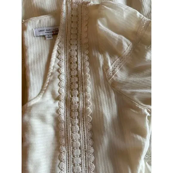 Sweet Baby Jamie by Jamie Mizrahi lace embroidered dress, Ivory, Large Preowned - Picture 4 of 6